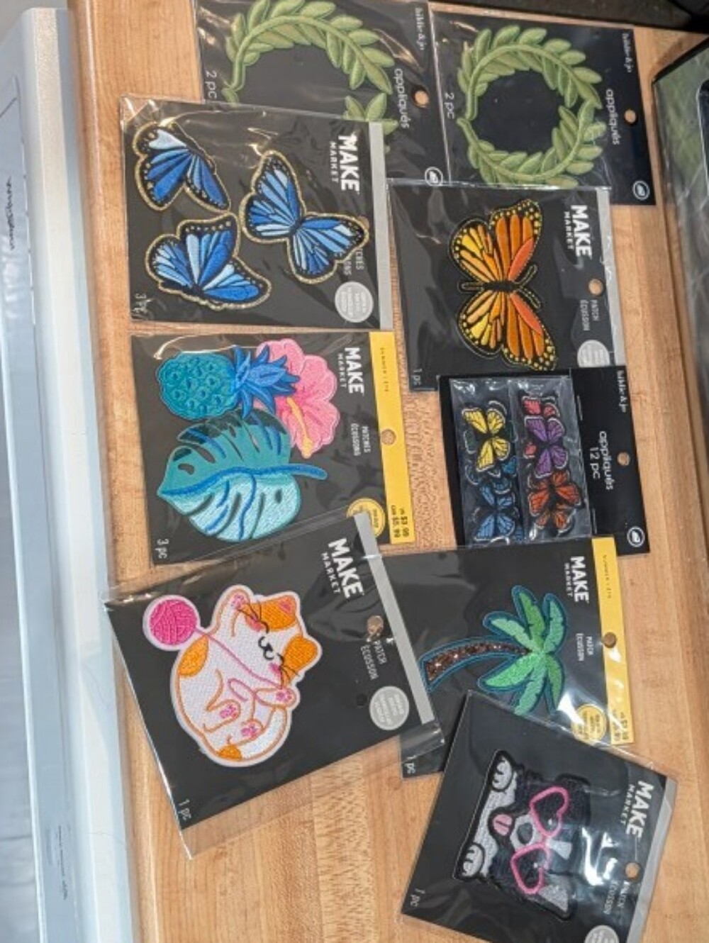 MAKE Market Tropical Pineapple & Monstera Iron-On Patch Set - Teal, Blue, Pink